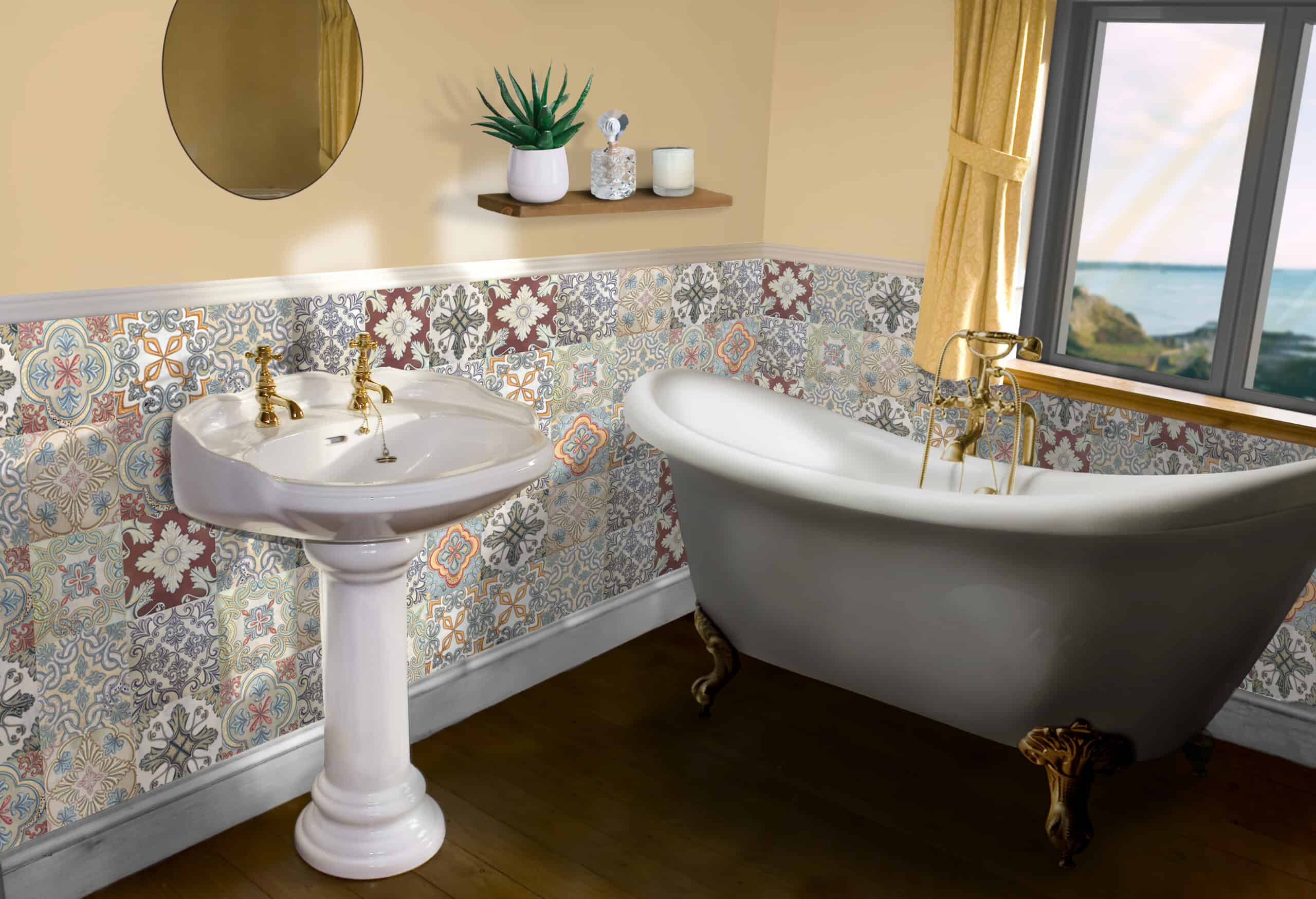 Bathroom Gold Tiles complete