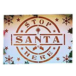 LPS Father christmas santa stop here stencil sign
