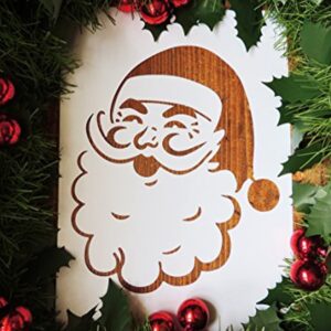 Father christmas santa Claus face snow window stencil