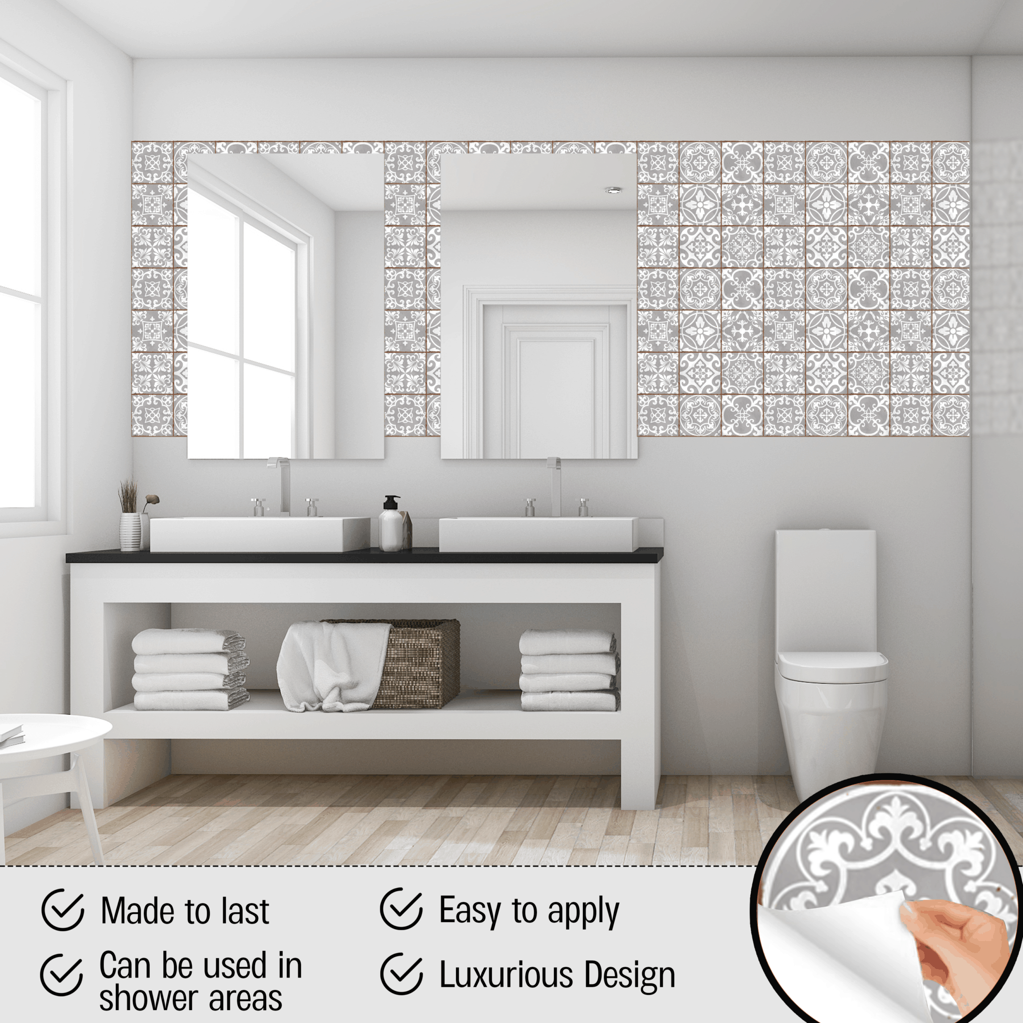 Pack of 9 Mixed grey Victorian Moroccan retro traditional aged style