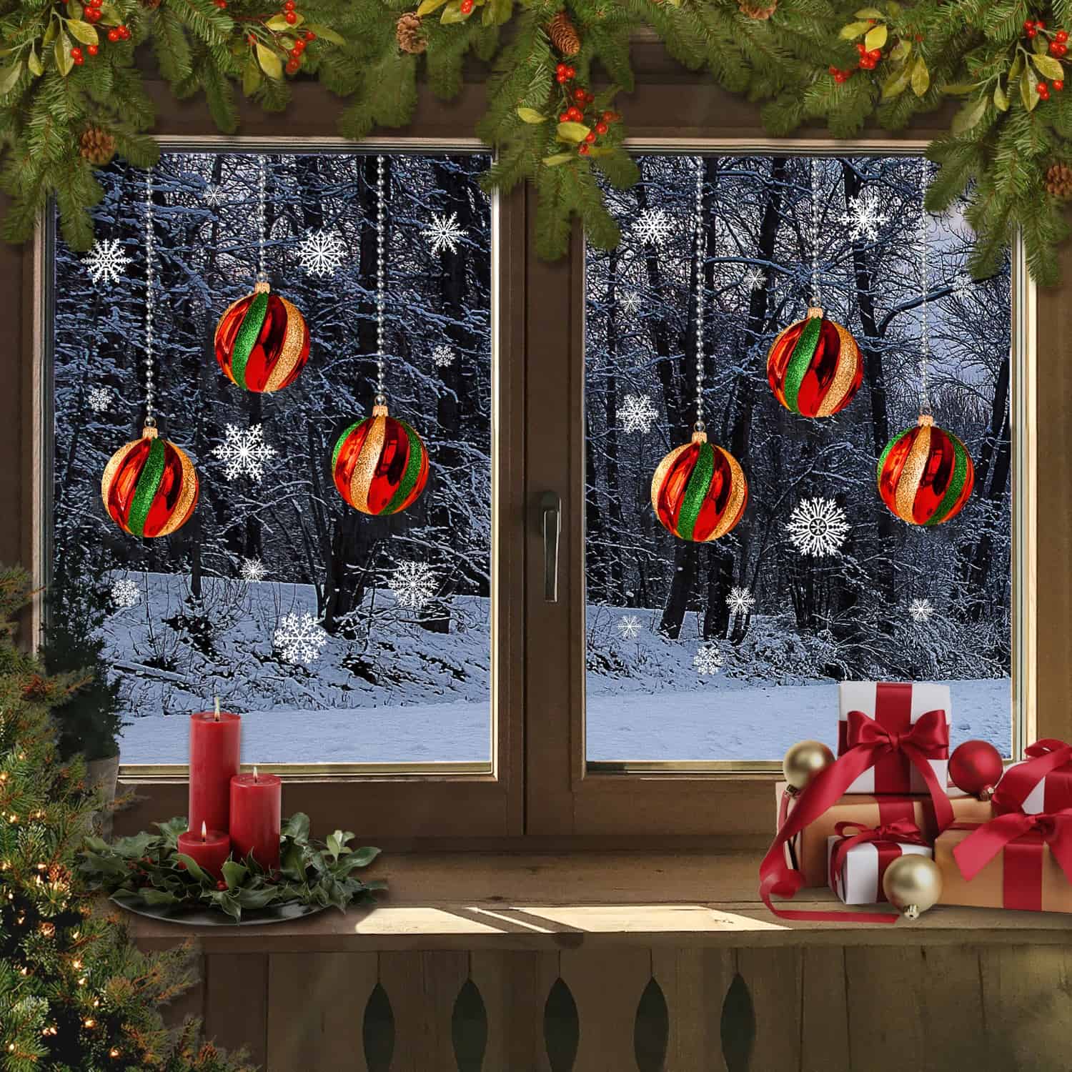 Snowflake Comet Christmas Window Clings Stik-EES  Reusable NEW 