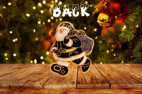Handmade double sided Krampus Santa christmas tree decoration gold edging Encourages your child to be good. special keepsake