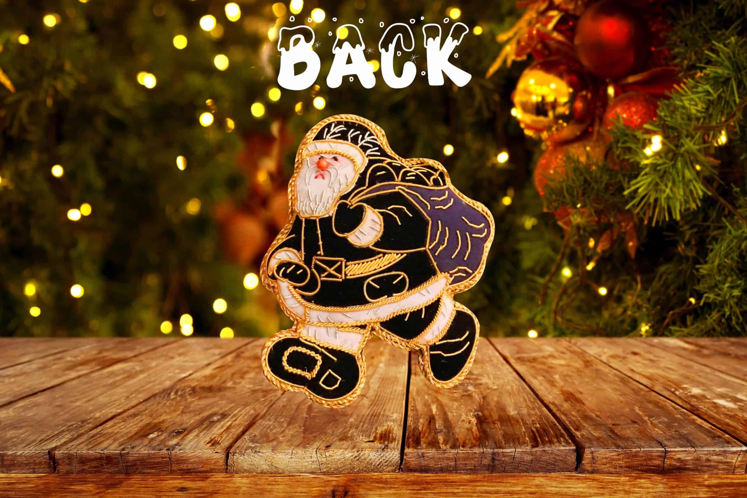 Handmade double sided Krampus Santa christmas tree decoration gold edging Encourages your child to be good. special keepsake Handmade double sided Krampus Santa christmas tree decoration gold edging Encourages your child to be good. special keepsake