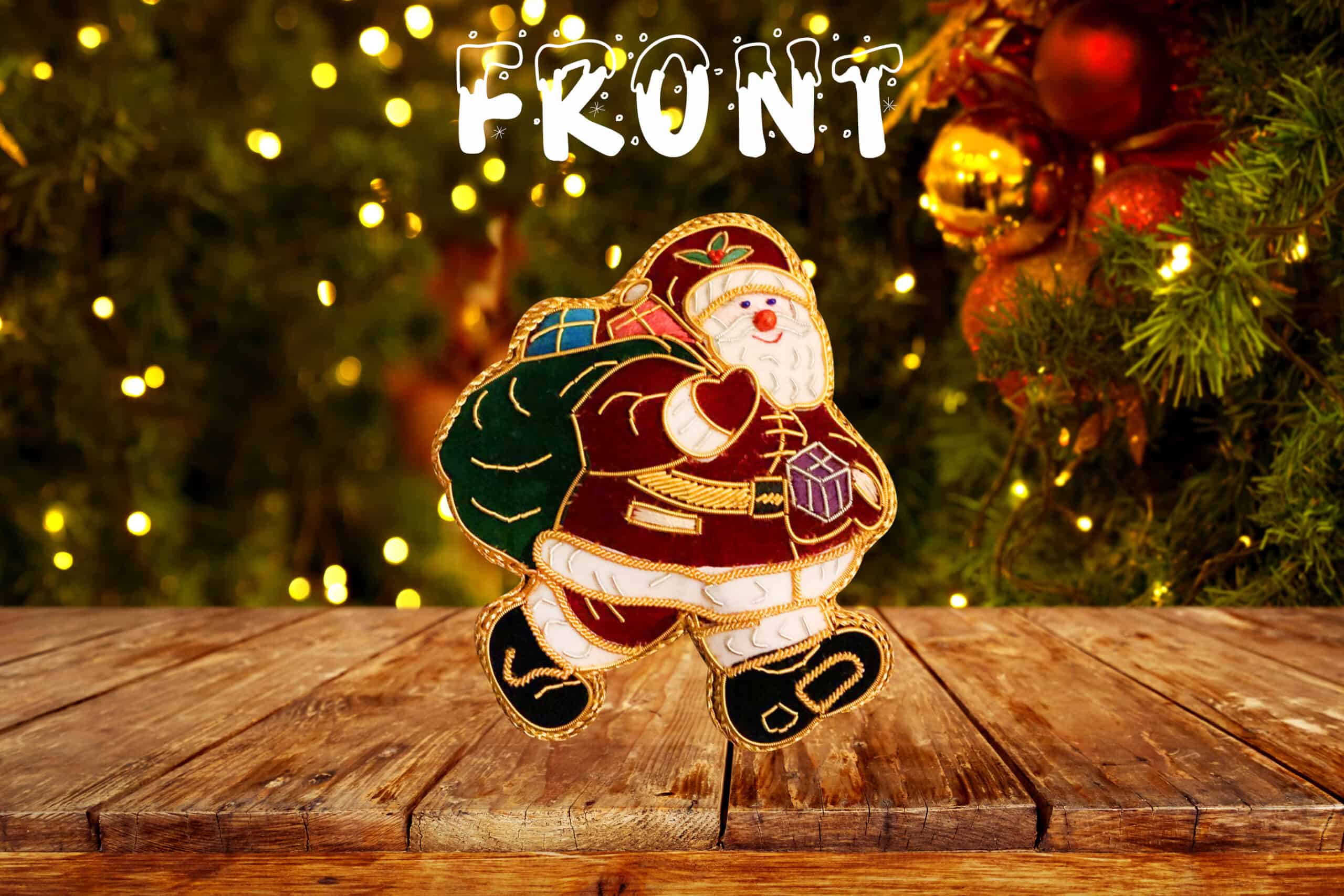 Handmade double sided Krampus Santa christmas tree decoration gold edging Encourages your child to be good. special keepsake Handmade double sided Krampus Santa christmas tree decoration gold edging Encourages your child to be good. special keepsake