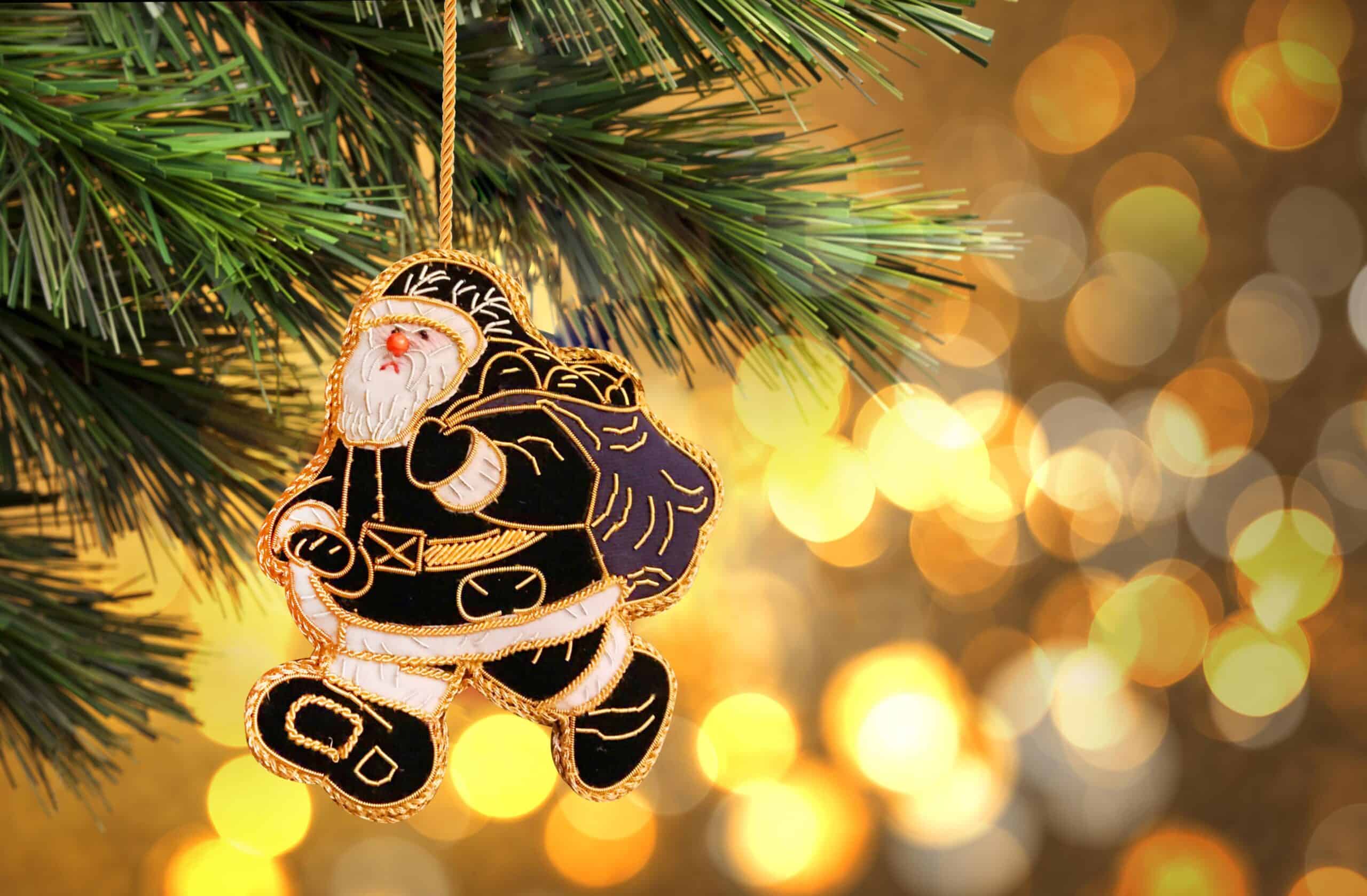Handmade double sided Krampus Santa christmas tree decoration gold edging Encourages your child to be good. special keepsake Handmade double sided Krampus Santa christmas tree decoration gold edging Encourages your child to be good. special keepsake