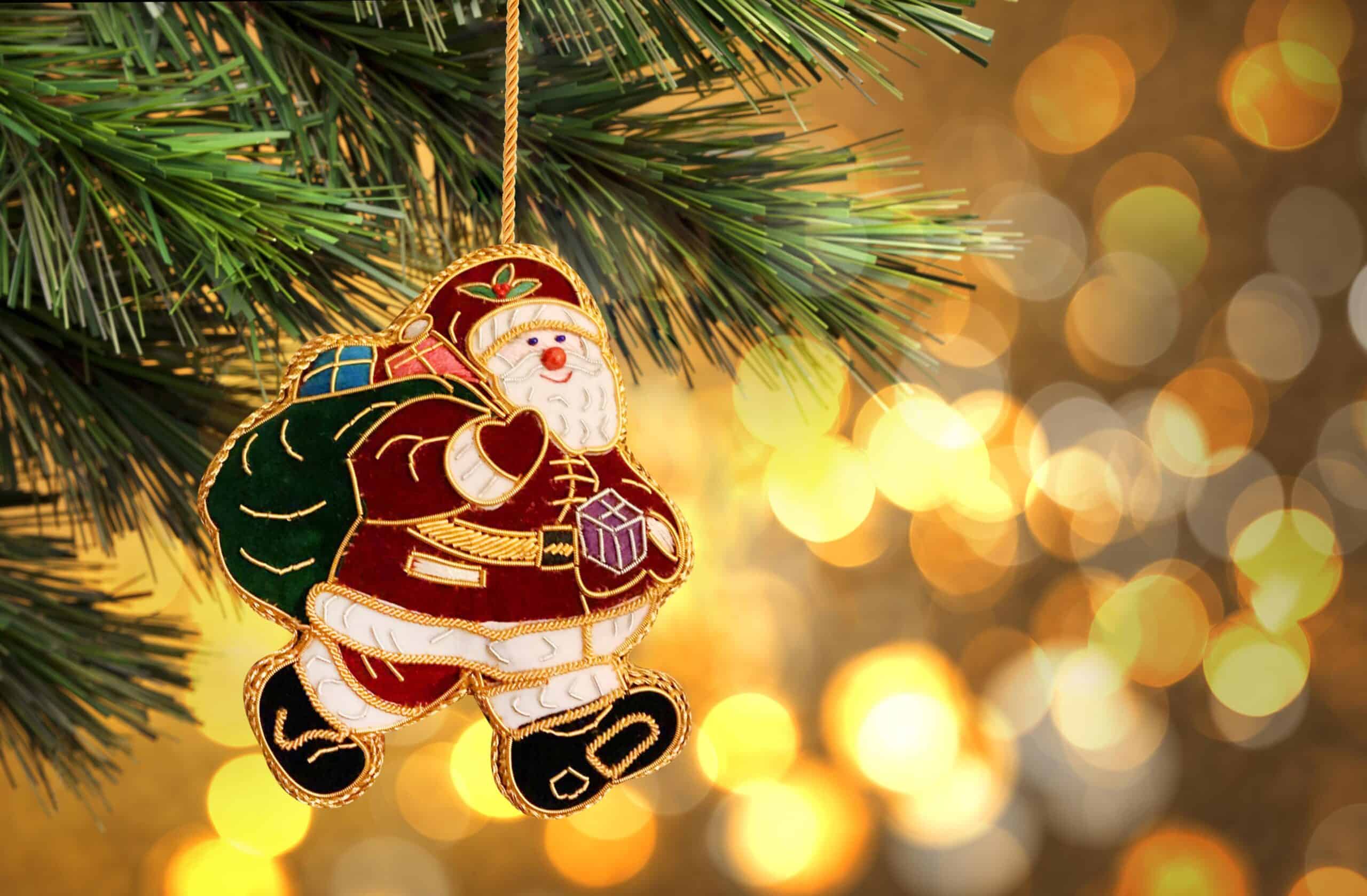 Handmade double sided Krampus Santa christmas tree decoration gold edging Encourages your child to be good. special keepsake Handmade double sided Krampus Santa christmas tree decoration gold edging Encourages your child to be good. special keepsake