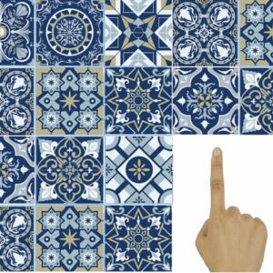 Pack of 18 Mixed new blue tile stickers kitchen bathroom waterproof peel and stick 6×6 15cm x 15cm