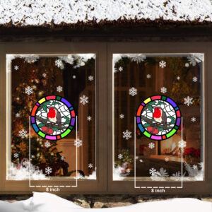 Christmas Stained Glass Robin Tree Santa Father Christmas Bauble Snowflake Window Stickers Cling